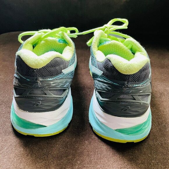 Excellent ASICS GEL NIMBUS 18 Grey Turquoise Lime Womens 7.5 US Medium 39 EUR - Picture 9 of 13